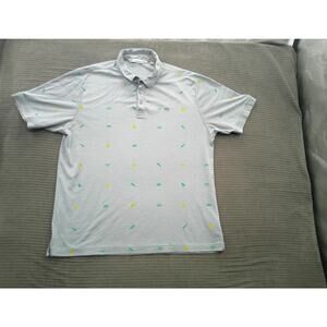 Travis Mathew Polo Shirt Mens XL Gray Golf Pima Cotton Polyester‎ Novelty Print